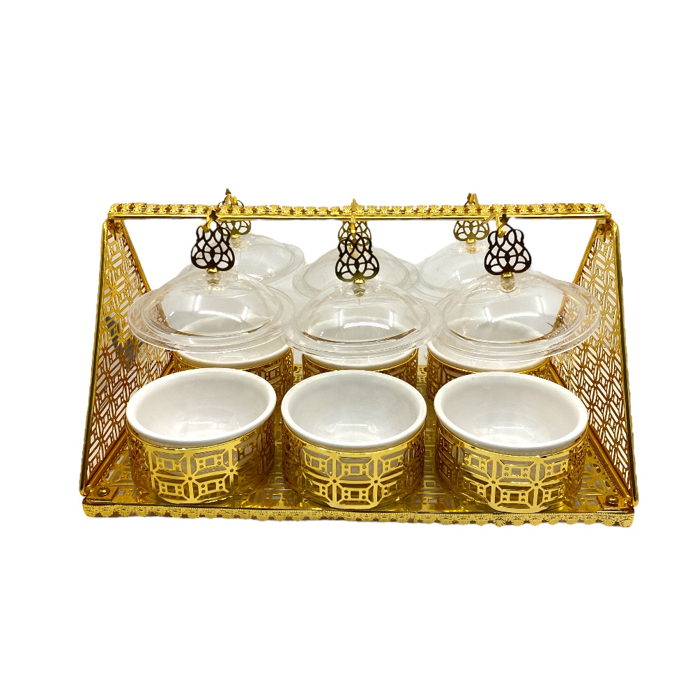 Breakfast trays with a golden stand